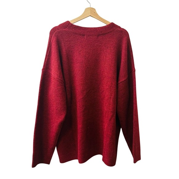 Rumored Hunter Crewneck Sweater Merlot Burgundy Knit Size L - Picture 4 of 8
